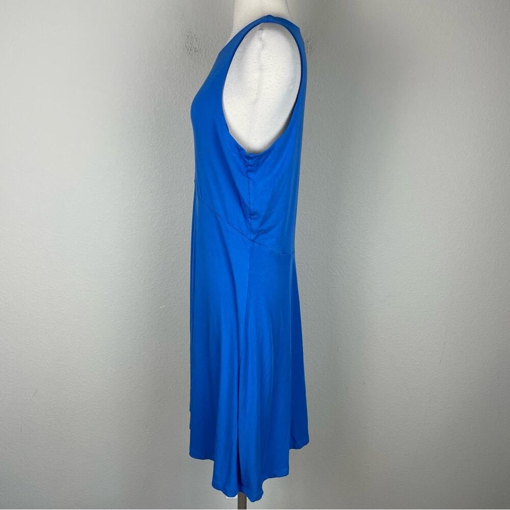 Athleta Blue Sleeveless Stretch Knit Crew Neck Midi Athletic Athleisure Dress Lg - Picture 4 of 9
